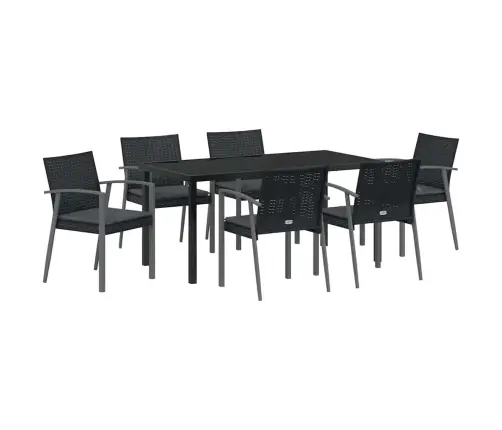 Aia Söögilaudade Komplekt 7 Pcs Must Ja Hall Pe Rattan