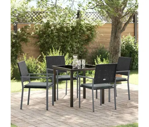 Sodo Valgomojo Komplektas 5 Pcs Juoda Ir Šviesiai Pilka