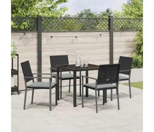 Sodo Valgomojo Komplektas 5 Pcs Juoda Ir Šviesiai Pilka