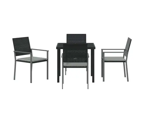 Sodo Valgomojo Komplektas 5 Pcs Juoda Ir Šviesiai Pilka