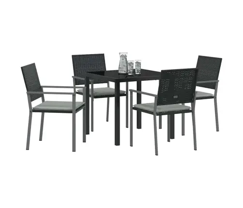 Sodo Valgomojo Komplektas 5 Pcs Juoda Ir Šviesiai Pilka