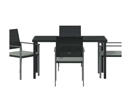 5 Daļu Dārza Galds Ar Spilveniem, Melns Polyratans Vidaxl