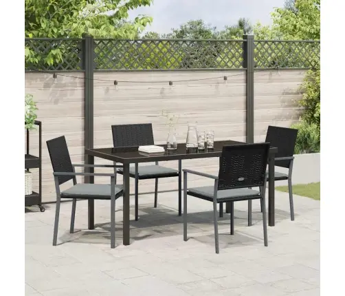 Sodo Valgomojo Komplektas 5 Pcs Juoda Poli Ratanas