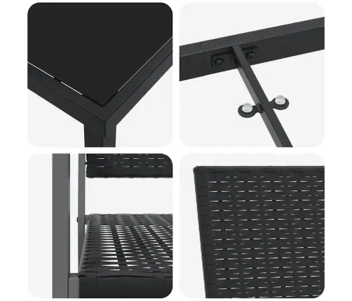 Aia Söögilaudade Komplekt 3 Pcs Must Polürooster