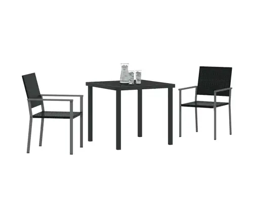 Aia Söögilaudade Komplekt 3 Pcs Must Polürooster