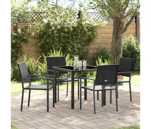 Dārza Ēdamgalds 5 Pcs Melna Poliūtu Rotangpalma Vidaxl