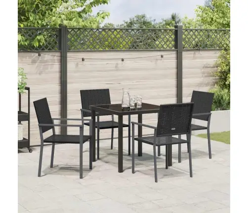 Dārza Ēdamgalds 5 Pcs Melna Poliūtu Rotangpalma Vidaxl