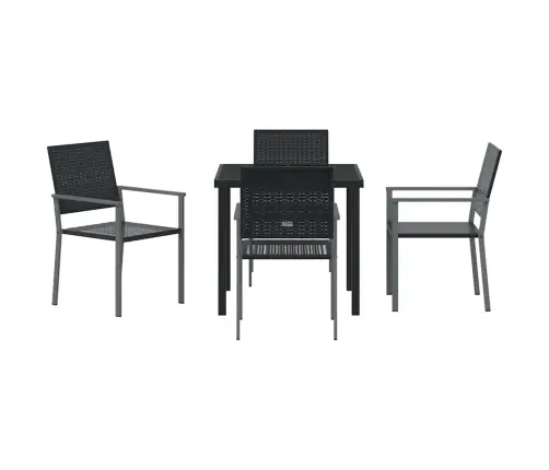 Dārza Ēdamgalds 5 Pcs Melna Poliūtu Rotangpalma Vidaxl