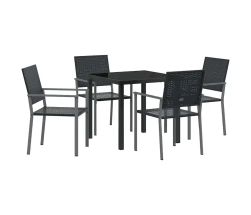 Dārza Ēdamgalds 5 Pcs Melna Poliūtu Rotangpalma Vidaxl