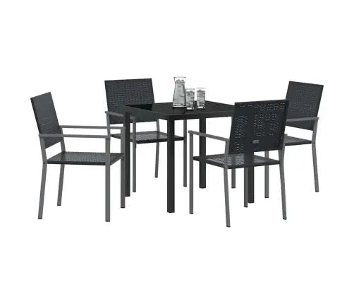 Dārza Ēdamgalds 5 Pcs Melna Poliūtu Rotangpalma Vidaxl