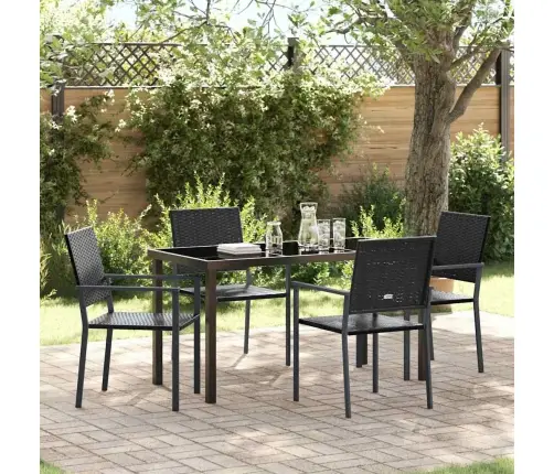 Aia Söögilaudade Komplekt 5 Pcs Must Pe Rattan