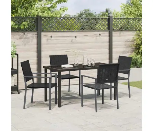 Aia Söögilaudade Komplekt 5 Pcs Must Pe Rattan