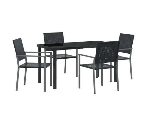 Aia Söögilaudade Komplekt 5 Pcs Must Pe Rattan