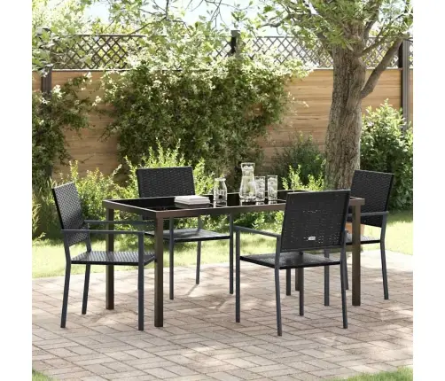 5 Daļu Dārza Ēdamgalds Melnā Poliratanā Vidaxl