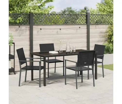 5 Daļu Dārza Ēdamgalds Melnā Poliratanā Vidaxl