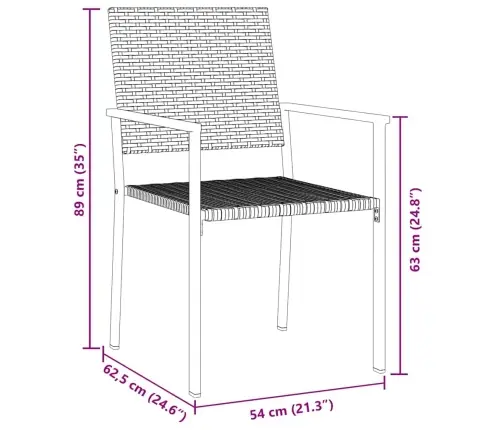 7 Daļu Dārza Ēdamgalds Melns Polyratans Vidaxl