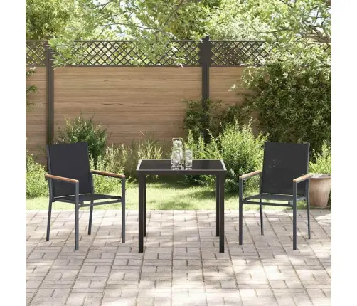 Sodo Valgomojo Komplektas 3 Pcs Juoda Miltelinis Plienas