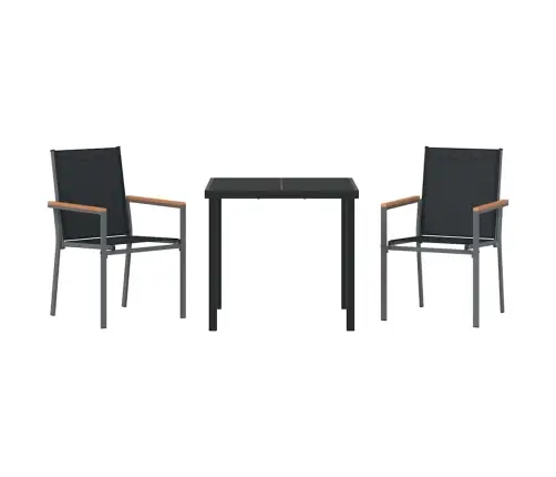 Sodo Valgomojo Komplektas 3 Pcs Juoda Miltelinis Plienas