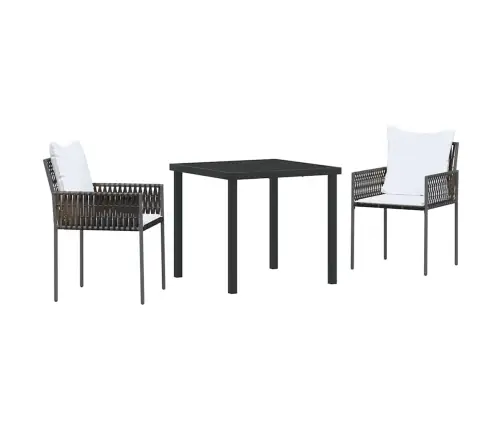 3 Daļu Dārza Galds Ar Spilveniem, Brūns, Polyratans Vidaxl