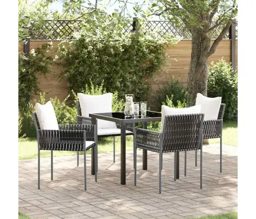 Aia Söögilaudade Komplekt 5 Pcs Pruun Ja Must Pe Rattan