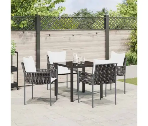 Aia Söögilaudade Komplekt 5 Pcs Pruun Ja Must Pe Rattan