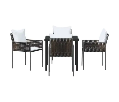 Aia Söögilaudade Komplekt 5 Pcs Pruun Ja Must Pe Rattan