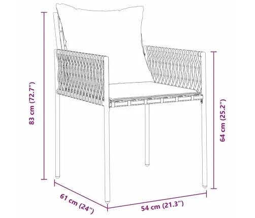 Aia Söögilaudade Komplekt 5 Pcs Pruun Ja Must Pe Rattan