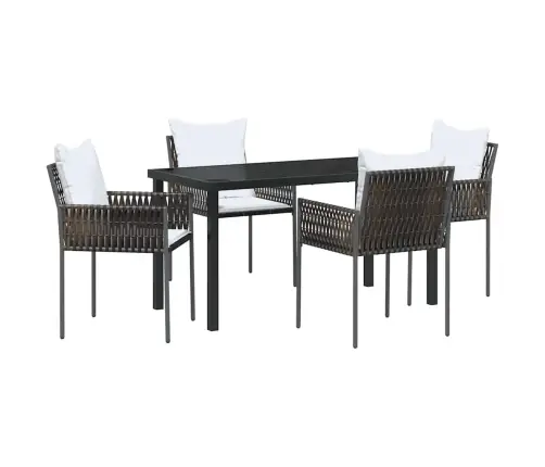 Sodo Valgomojo Komplektas 5 Pcs Ruda Poli Ratanas