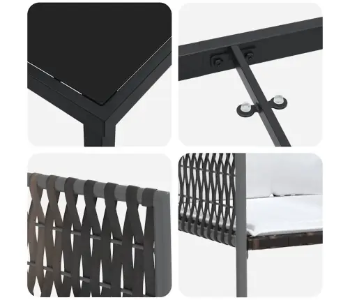 Sodo Valgomojo Komplektas 5 Pcs Ruda Ir Juoda Pe Ratanas