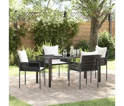 Sodo Valgomojo Komplektas 5 Pcs Ruda Ir Juoda Pe Ratanas