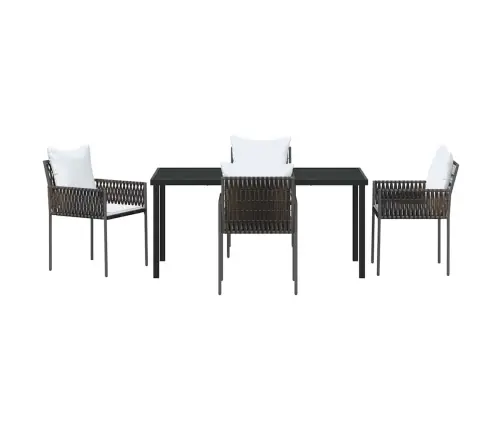 Sodo Valgomojo Komplektas 5 Pcs Ruda Ir Juoda Pe Ratanas