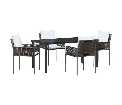 Sodo Valgomojo Komplektas 5 Pcs Ruda Ir Juoda Pe Ratanas