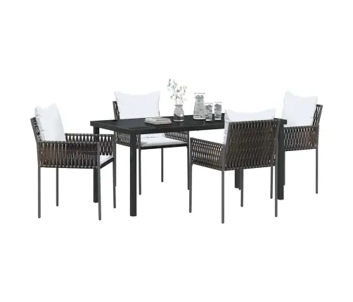 Sodo Valgomojo Komplektas 5 Pcs Ruda Ir Juoda Pe Ratanas