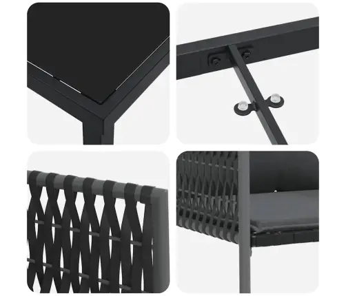 Aia Söögilaudade Komplekt 5 Pcs Must Polürooster