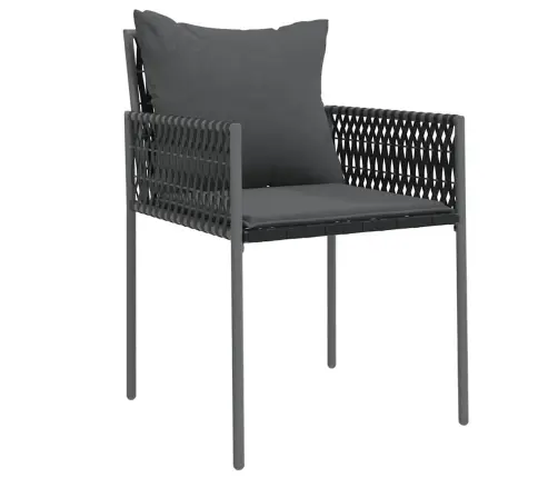 Sodo Valgomojo Komplektas 5 Pcs Juoda Ir Pilka Pe Ratanas