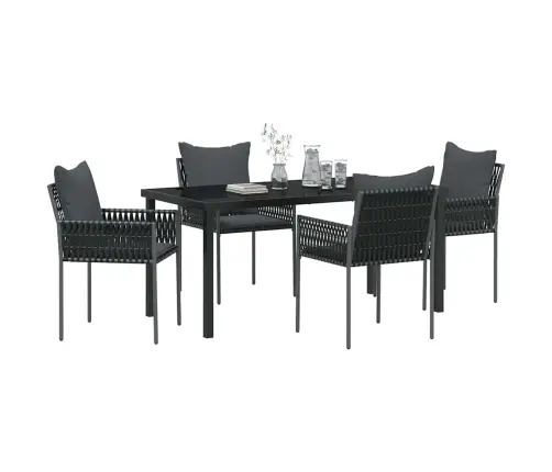 Sodo Valgomojo Komplektas 5 Pcs Juoda Ir Pilka Pe Ratanas