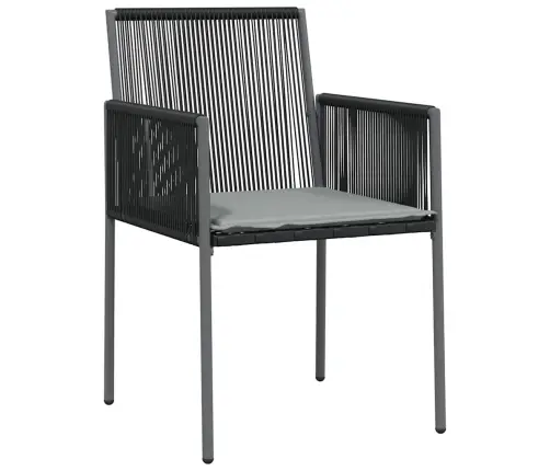 3 Daļu Dārza Ēdamgalda Komplekts Ar Spilveniem Melnā Poliratānā Vidaxl