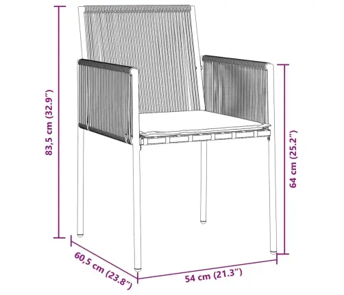 7 Daļas Dārza Ēdamgalds Ar Spilveniem Melnā Polirasā Vidaxl