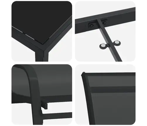 5 Daļīgs Dārza Galdu Komplekts Melnā Tekstilā Un Tēraudā Vidaxl