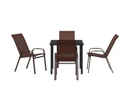 5 Daļu Dārza Galds Brūnā Tekstilēnā Un Tēraudā Vidaxl