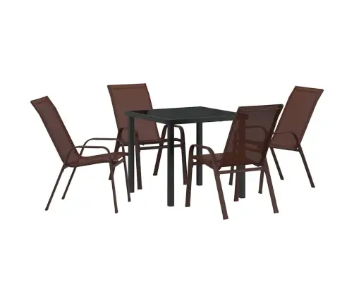 5 Daļu Dārza Galds Brūnā Tekstilēnā Un Tēraudā Vidaxl