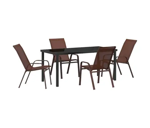 5 Gabalu Dārza Galda Komplekts Brūnā Krāsā, No Tekstilēna Un Tērauda. Vidaxl