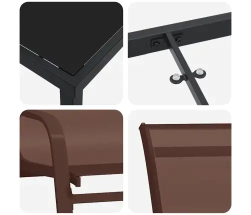 7 Daļu Dārza Ēdamzāles Komplekts Brūnā Tekstilēnā Un Tēraudā Vidaxl