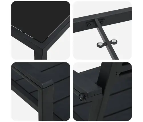 5 Daļu Dārza Ēdamgalda Komplekts Melnā Hdpe Vidaxl