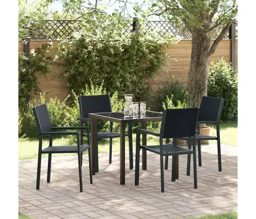 Aia Söögilaudade Komplekt 5 Pcs Must Pulbervärvitud Teras