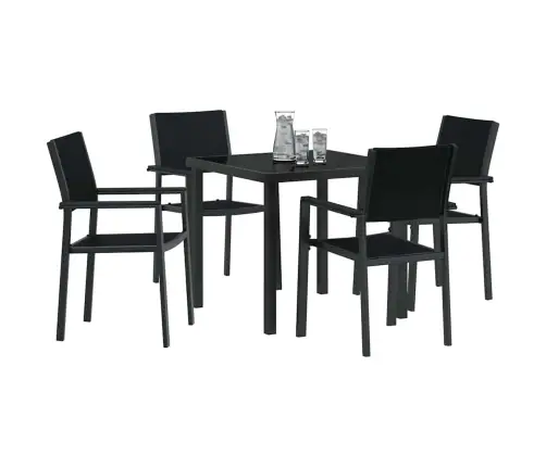 Aia Söögilaudade Komplekt 5 Pcs Must Pulbervärvitud Teras