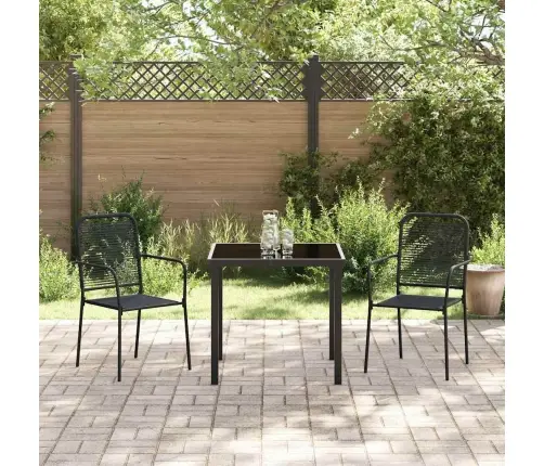 3 Daļu Dārza Galds Melnā Kokvilnas Auklā Un Tēraudā Vidaxl