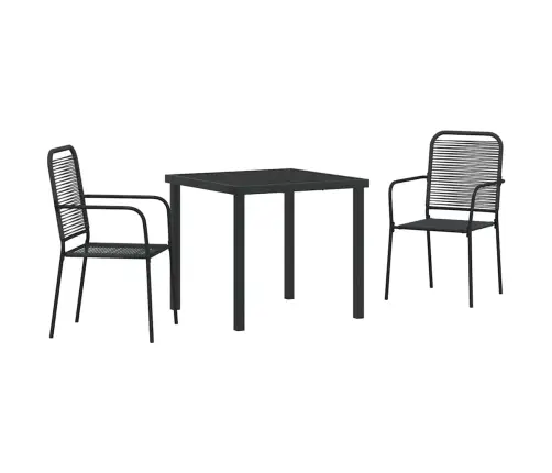 3 Daļu Dārza Galds Melnā Kokvilnas Auklā Un Tēraudā Vidaxl