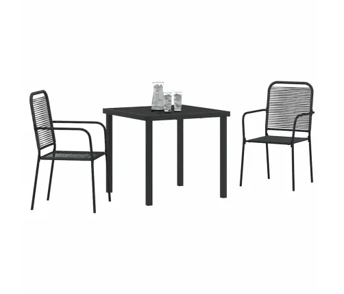 3 Daļu Dārza Galds Melnā Kokvilnas Auklā Un Tēraudā Vidaxl