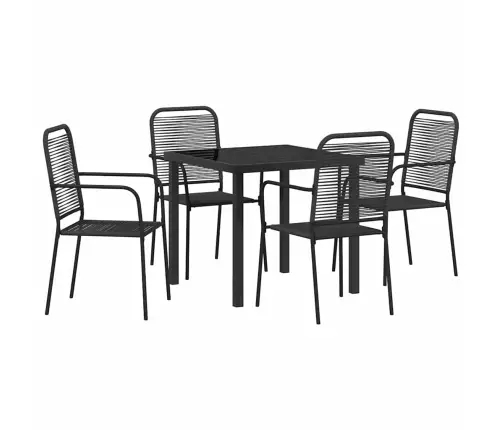 5 Daļu Dārza Galds Melnā Kokvilnas Auklā Un Tēraudā Vidaxl